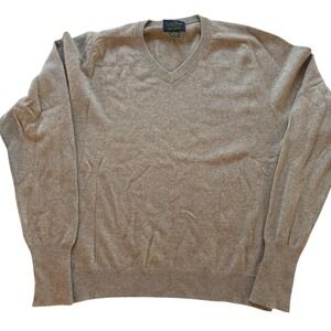 Club Room by Charter Club Mens V Neck 2 Ply Cashmere Sweater Taupe Size M